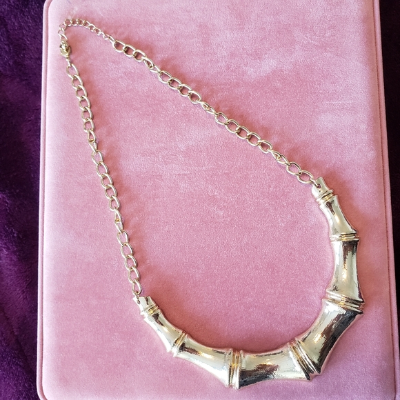 Gold Toned Bone Design Necklace - Picture 2 of 8